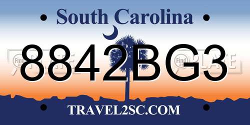 8842BG3 South Carolina License Plate