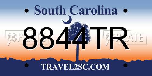 8844TR South Carolina License Plate