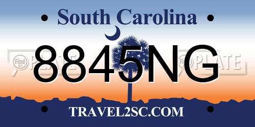 8845NG South Carolina License Plate