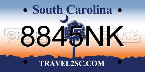 8845NK South Carolina License Plate