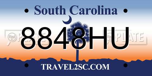 8848HU South Carolina License Plate