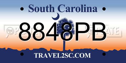 8848PB South Carolina License Plate