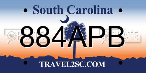 884APB South Carolina License Plate