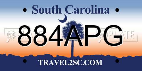 884APG South Carolina License Plate