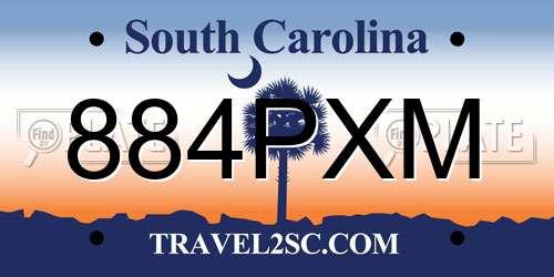 884PXM South Carolina License Plate