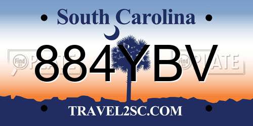 884YBV South Carolina License Plate