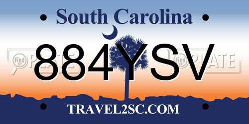 884YSV South Carolina License Plate