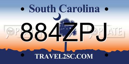 884ZPJ South Carolina License Plate