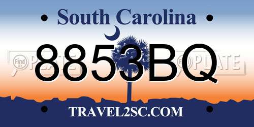 8853BQ South Carolina License Plate