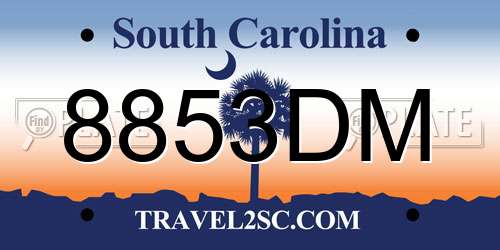 8853DM South Carolina License Plate