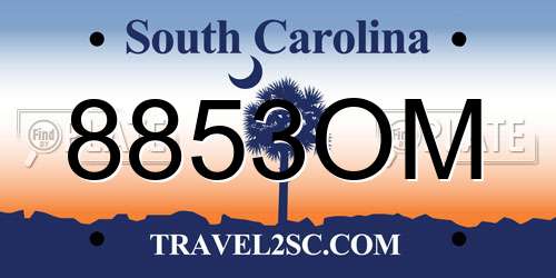 8853OM South Carolina License Plate