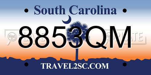 8853QM South Carolina License Plate