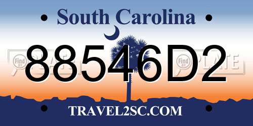 88546D2 South Carolina License Plate