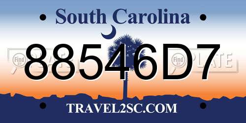 88546D7 South Carolina License Plate