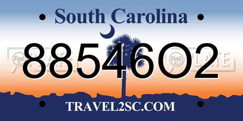 88546O2 South Carolina License Plate