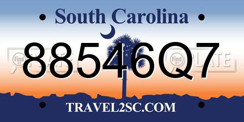 88546Q7 South Carolina License Plate