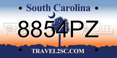 8854PZ South Carolina License Plate