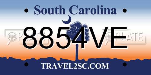 8854VE South Carolina License Plate