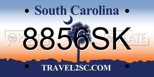 8856SK South Carolina License Plate