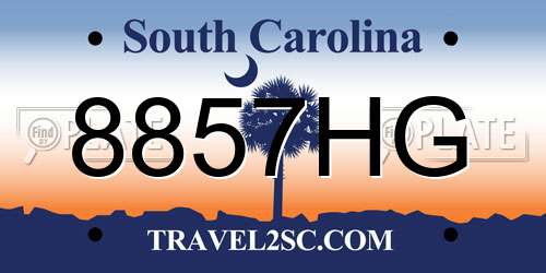 8857HG South Carolina License Plate
