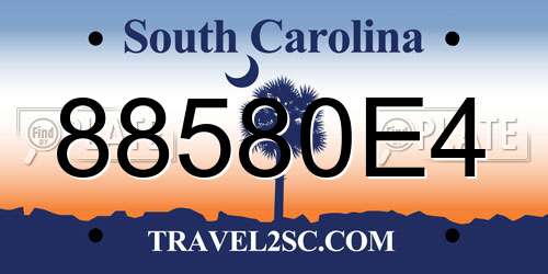 88580E4 South Carolina License Plate