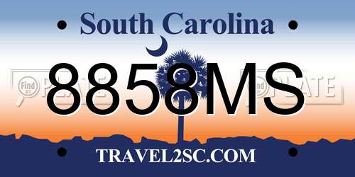 8858MS South Carolina License Plate