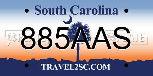 885AAS South Carolina License Plate