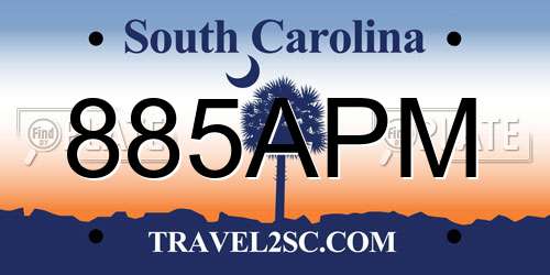 885APM South Carolina License Plate
