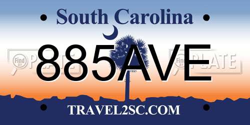 885AVE South Carolina License Plate