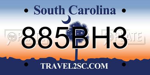 885BH3 South Carolina License Plate