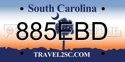 885EBD South Carolina License Plate