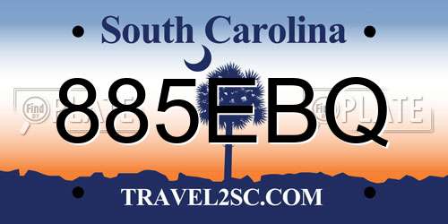 885EBQ South Carolina License Plate
