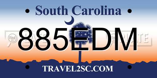 885EDM South Carolina License Plate