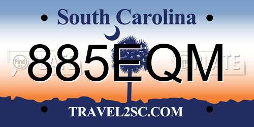 885EQM South Carolina License Plate