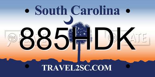 885HDK South Carolina License Plate