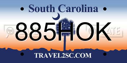 885HOK South Carolina License Plate