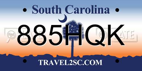885HQK South Carolina License Plate