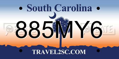 885MY6 South Carolina License Plate