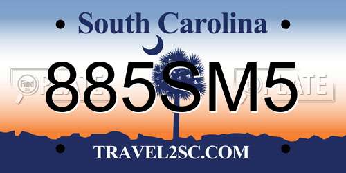 885SM5 South Carolina License Plate