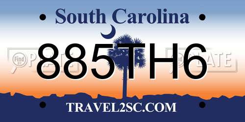 885TH6 South Carolina License Plate