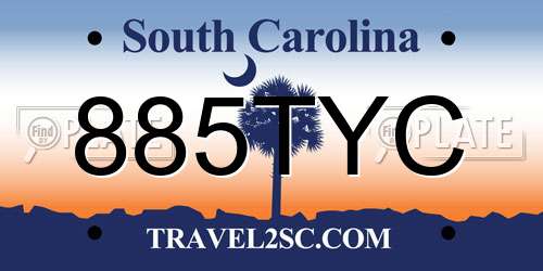 885TYC South Carolina License Plate
