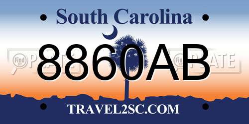 8860AB South Carolina License Plate