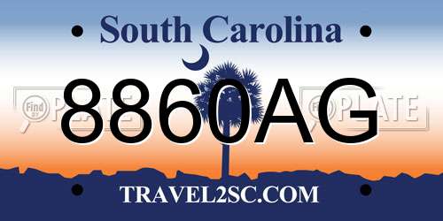 8860AG South Carolina License Plate