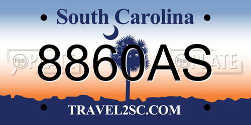 8860AS South Carolina License Plate