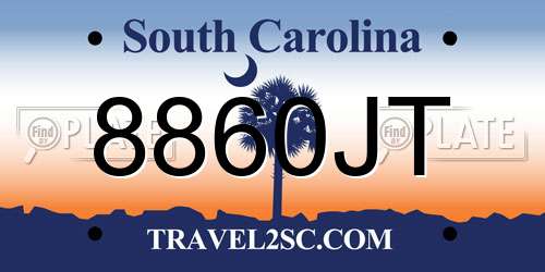 8860JT South Carolina License Plate