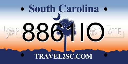 8861IO South Carolina License Plate