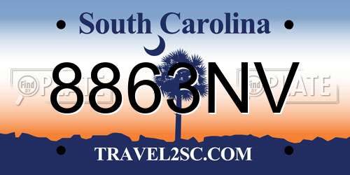 8863NV South Carolina License Plate