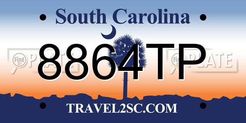 8864TP South Carolina License Plate