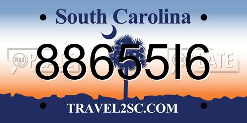 88655I6 South Carolina License Plate