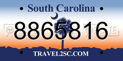 8865816 South Carolina License Plate